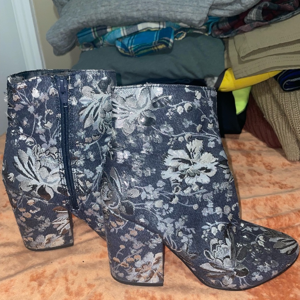 Floral Embroidered Ankle Boots